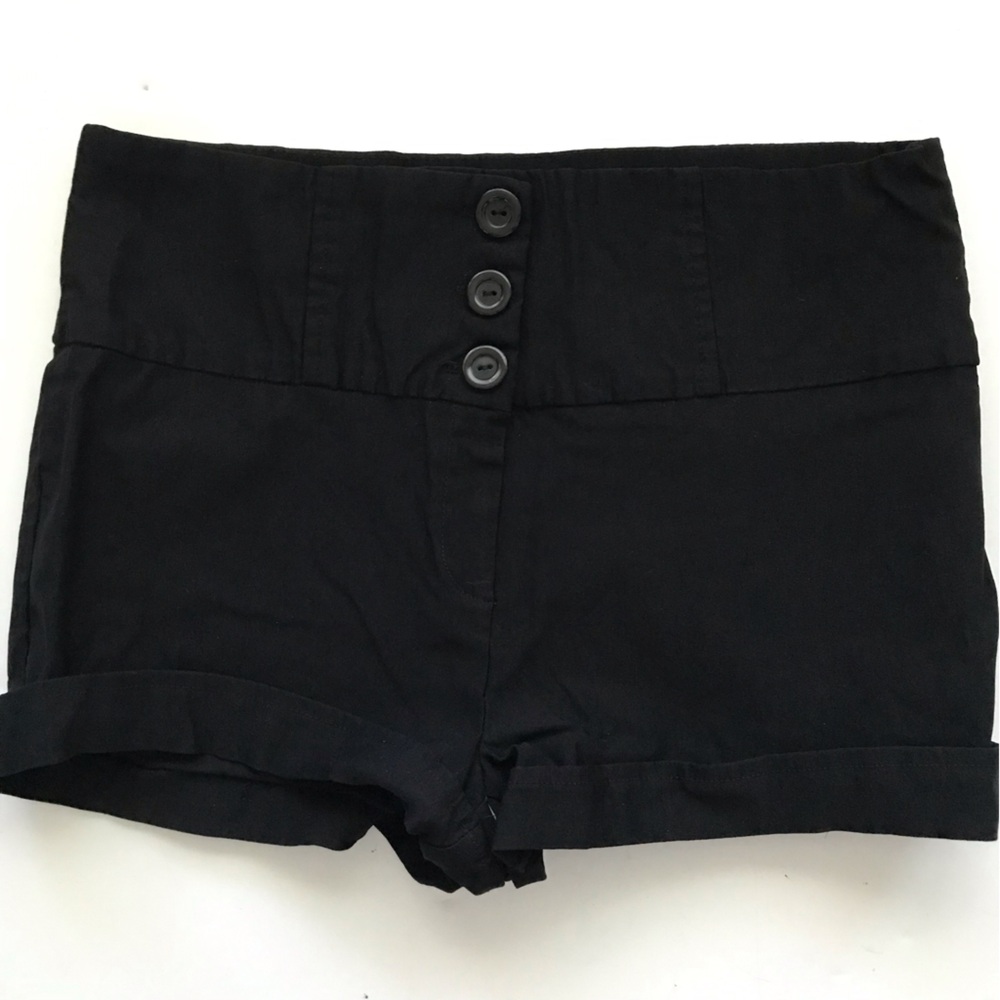 Charlotte Russe Black High-Waist Button Shorts